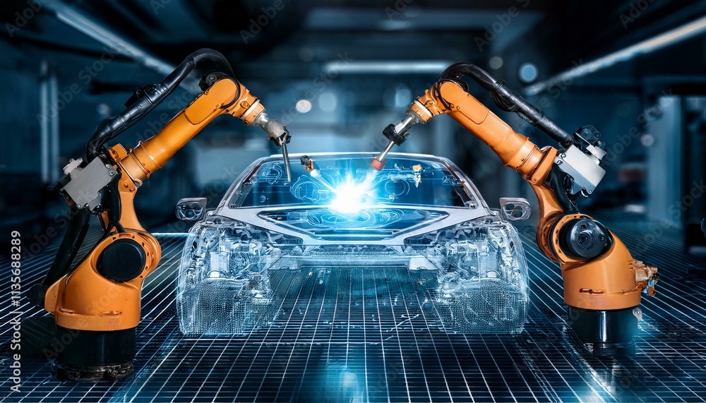 Robotic Car Manufacturing: Futuristic Assembly Line Robotic Car Manufacturing: Futuristic Assembly Line