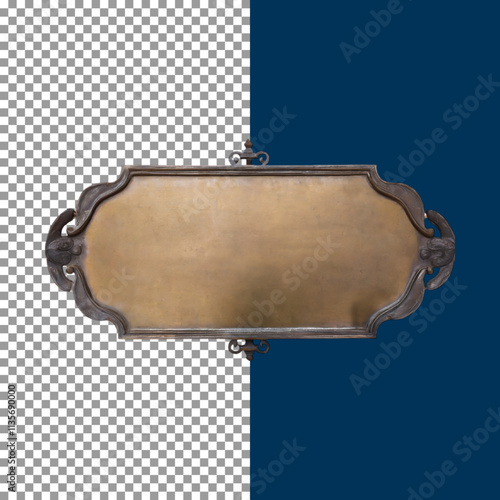 Classic Brass Nameplate with Decorative Elements on transparent background, png, psd
