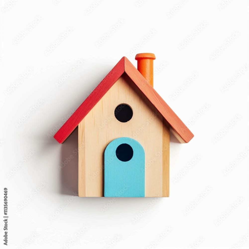 cute birdhouse , Isolated white background, flat lay cute birdhouse , Isolated white background, flat lay
