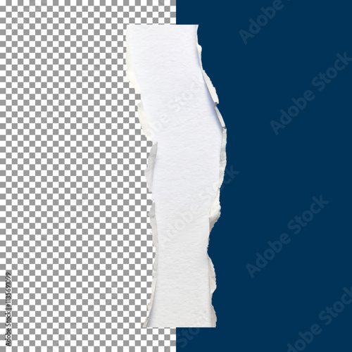 White Torn Paper with Rough Edges Isolated on transparent background, png, psd
