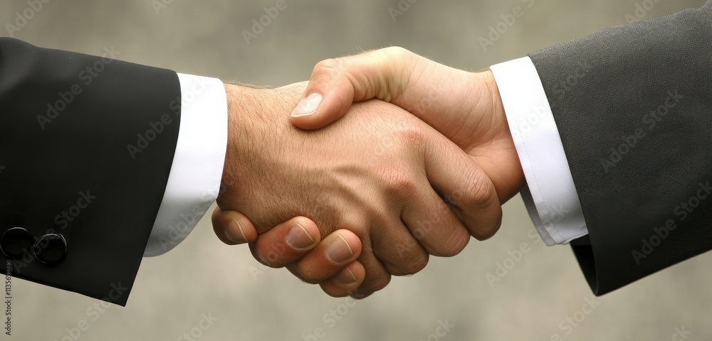 A professional close-up of businessmen shaking hands, set against a soft-focus business background, representing success and confidence A professional close-up of businessmen shaking hands, set against a soft-focus business background, representing success and confidence