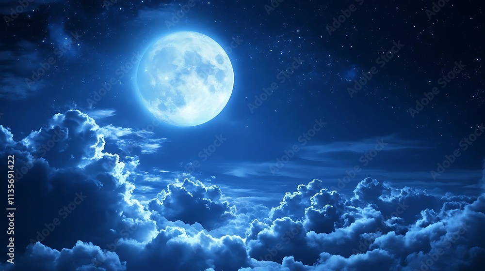 A striking and beautiful anime artwork of a moonlit night sky with clouds A striking and beautiful anime artwork of a moonlit night sky with clouds