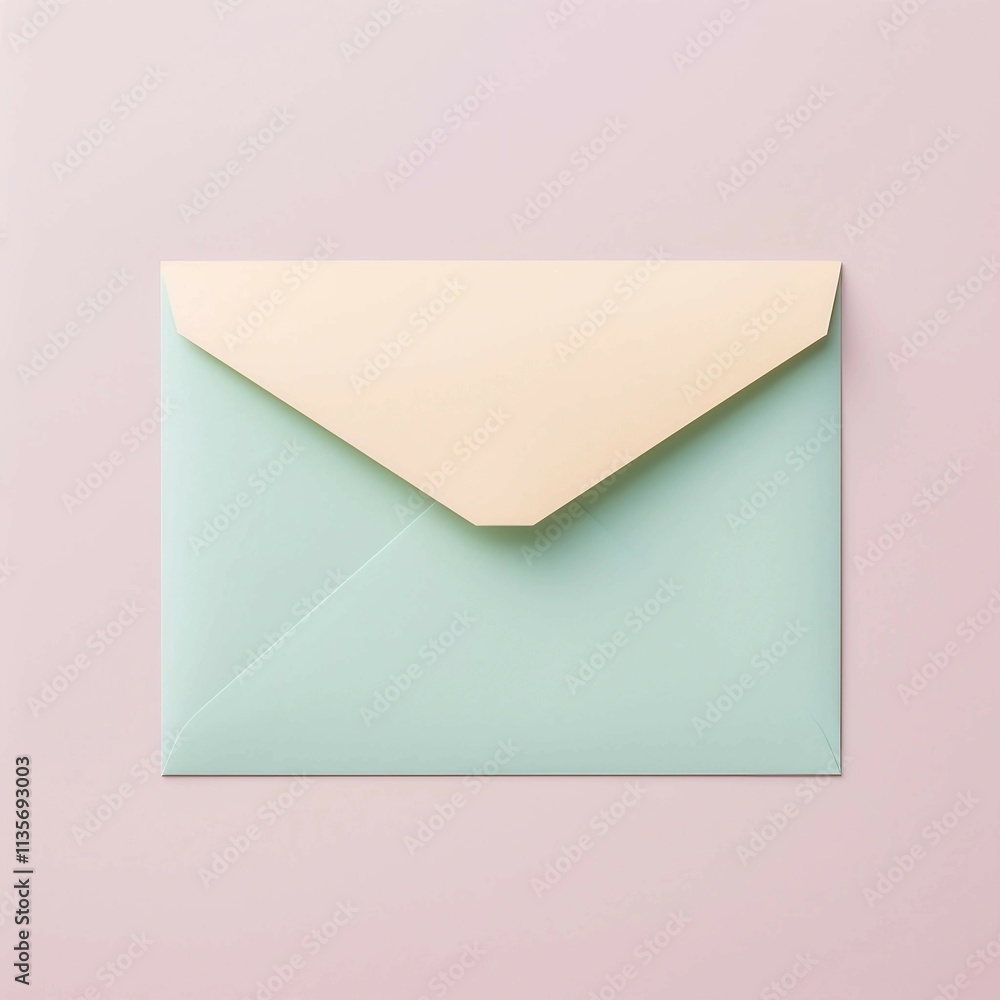 Pastel Envelope , Isolated white background, flat lay Pastel Envelope , Isolated white background, flat lay