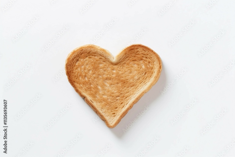 Heart Toast, Isolated white background, flat lay Heart Toast, Isolated white background, flat lay