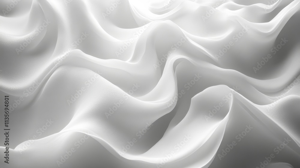 Fototapeta premium Flowing white silk fabric background, elegant