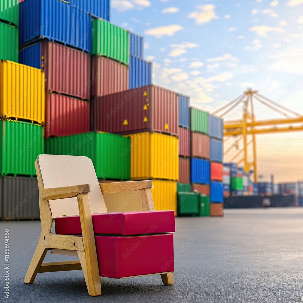 Fototapeta premium Shipping Container Cargo Chair Concept