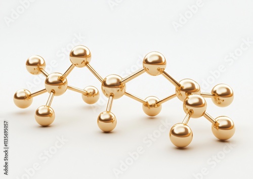 Fototapeta Naklejka Na Ścianę i Meble -  Gold Molecular Structure Science Research Technology Innovation Connection Abstract 3D Shiny Luxury