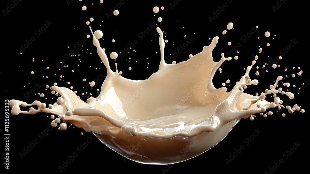 Milk splash creates dynamic and artistic water droplets in motion Milk splash creates dynamic and artistic water droplets in motion