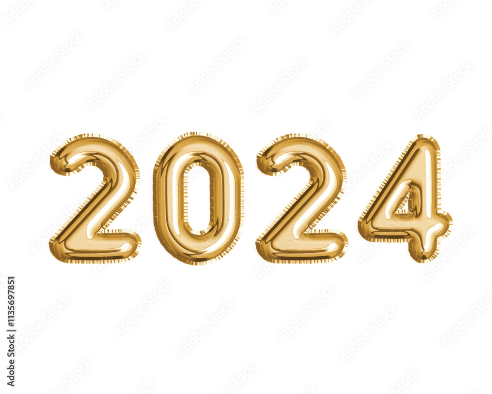 Golden number 2024 decorative air balloon for New Year Eve, countdown, wedding, birthday celebrated party Golden number 2024 decorative air balloon for New Year Eve, countdown, wedding, birthday celebrated party