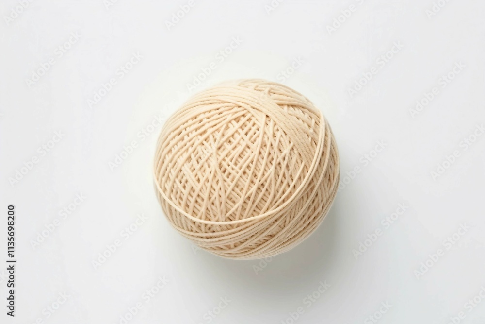 Neutral Yarn Bal , Isolated white background, flat lay Neutral Yarn Bal , Isolated white background, flat lay