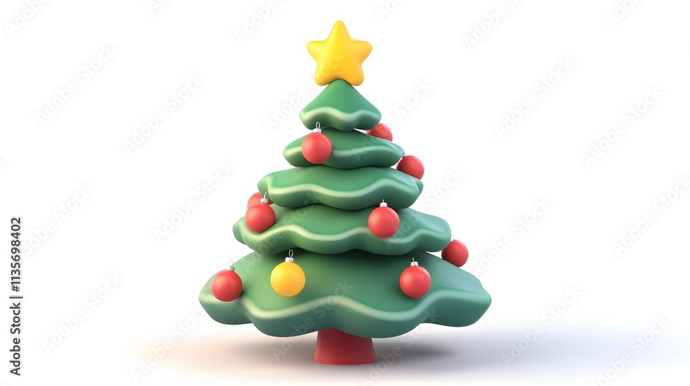 christmas tree 3d render icon clipart illustration, Claymation Style, with isolated white background christmas tree 3d render icon clipart illustration, Claymation Style, with isolated white background