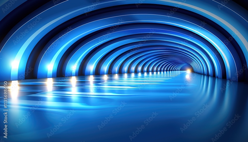Abstract glowing blue rounded rectangle lines on dark blue background. Abstract glowing blue rounded rectangle lines on dark blue background.