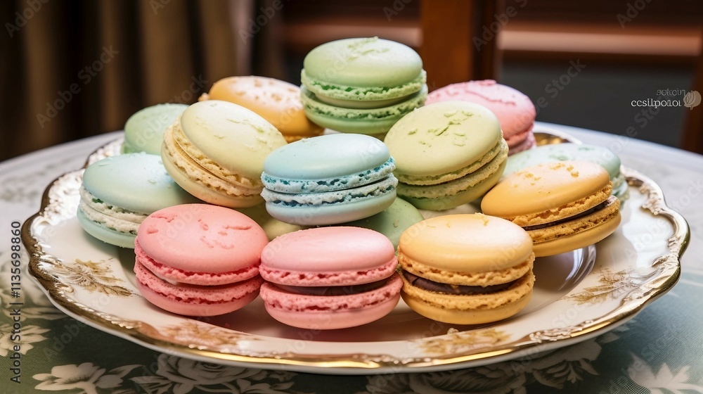 Fototapeta premium Pastel Macaroons on a Plate