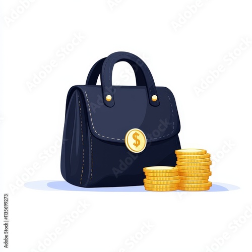 Money transfer tool featuring black purse filled with coins showcasing financial management and budgeting concepts for personal finance photo