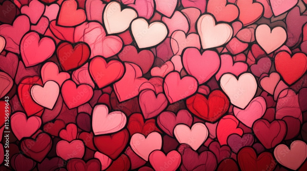 Red hearts background. Red hearts background.