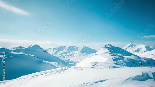 Wallpaper Mural A panoramic view of snow-covered mountains under a clear blue sky. Torontodigital.ca