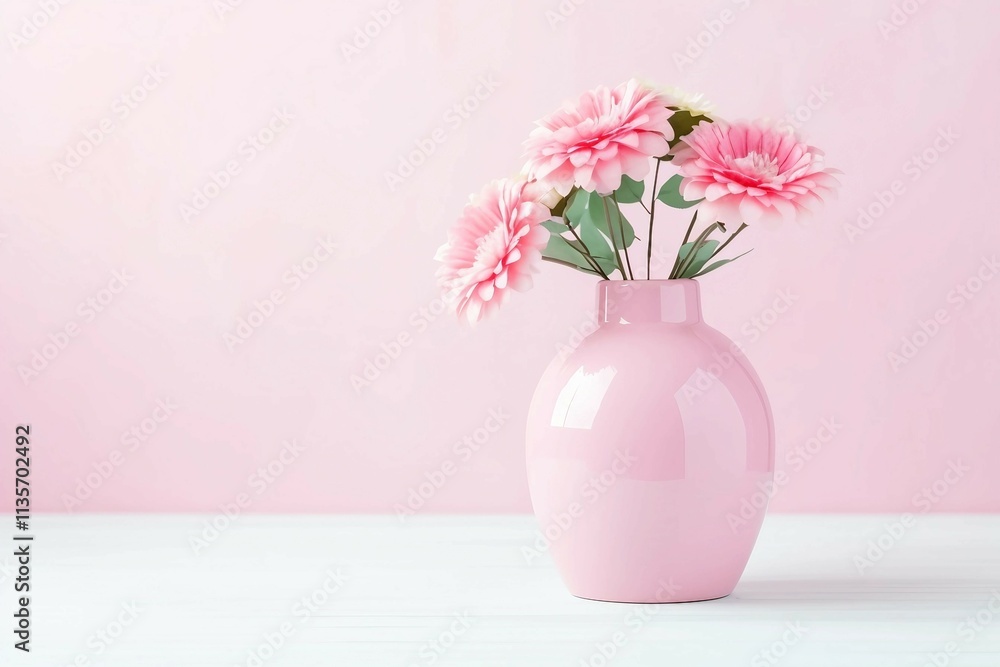 pink Vase , Isolated white background, flat lay pink Vase , Isolated white background, flat lay