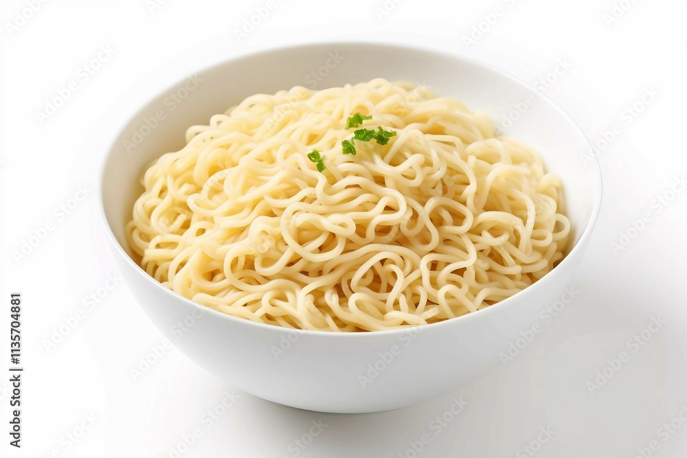 Bowl of Ramen , Isolated white background, flat lay
