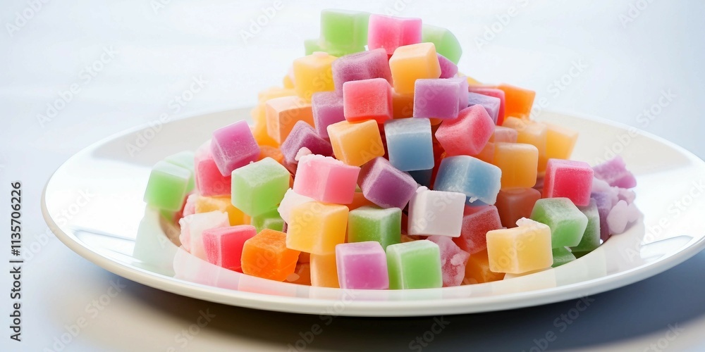 Colorful Candy Cubes on a White Plate Colorful Candy Cubes on a White Plate