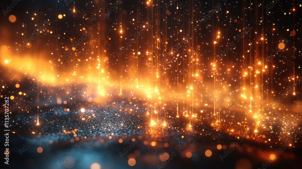 Obraz premium abstract vertical animation background with falling gold particles seamless looping video 3d rende