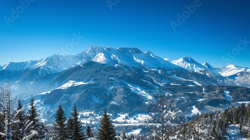 Wallpaper Mural A panoramic view of snow-capped mountains in a valley. Torontodigital.ca