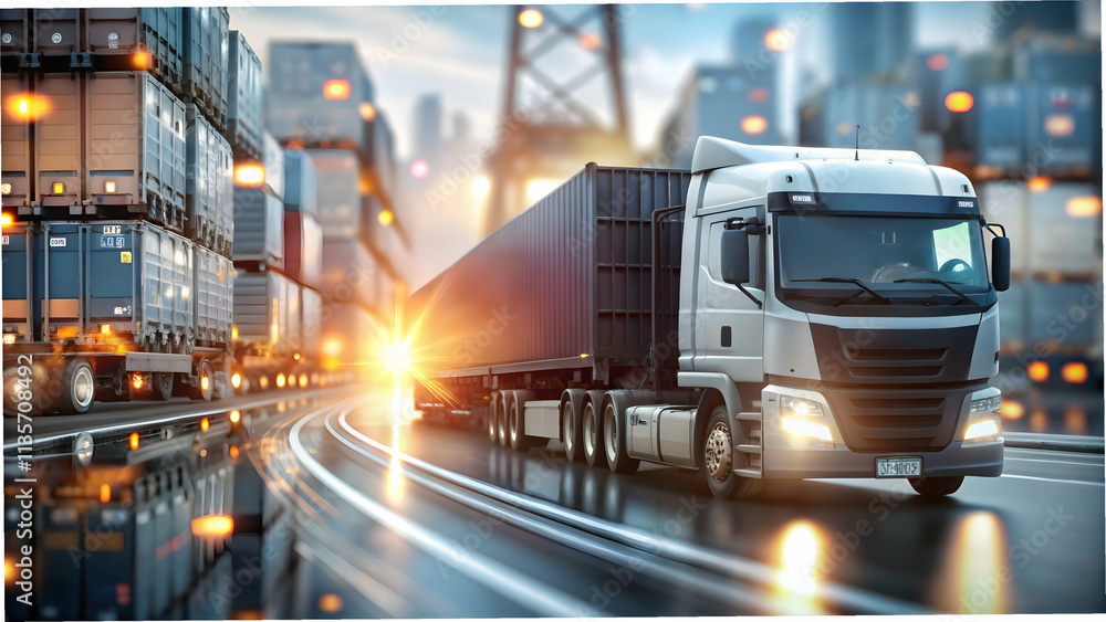 Fototapeta premium Floating Transportation Route with Budget Concept Elegant Vector for Cost Management Logistics Against Abstract Bokeh Background