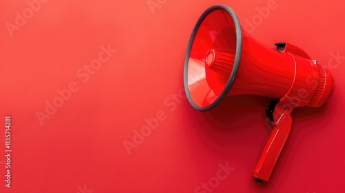 A red megaphone on a red background, a classic symbol of amplification