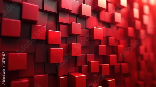 abstract vertical animation red geometric background with rotating cubes seamless looped video 3d rende
