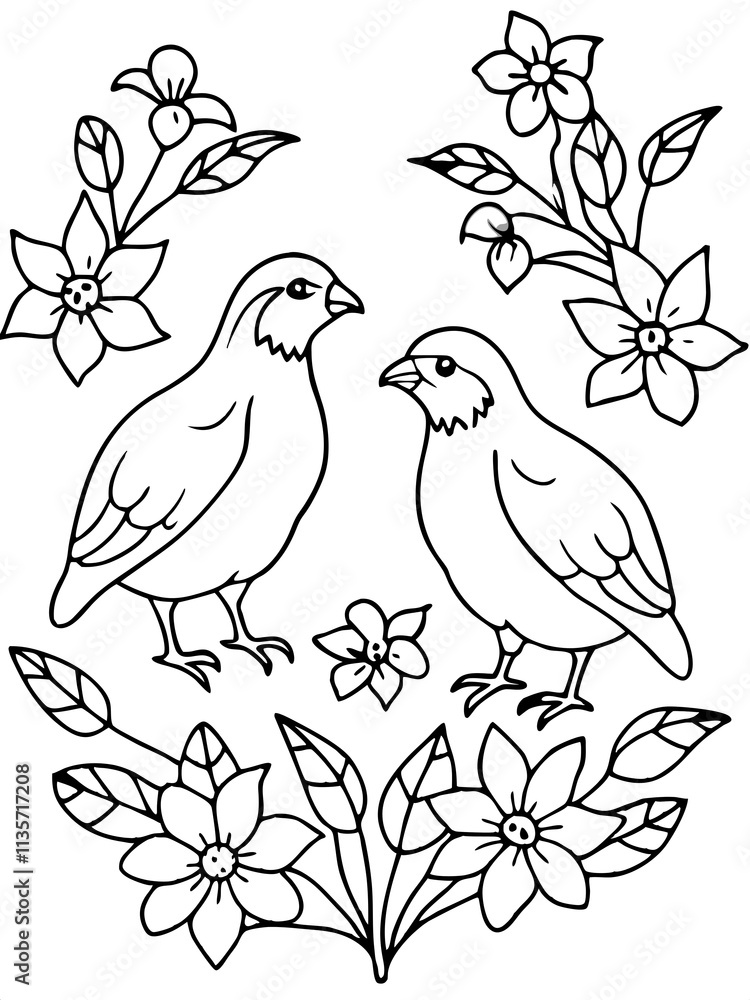 Obraz premium birds and flowers