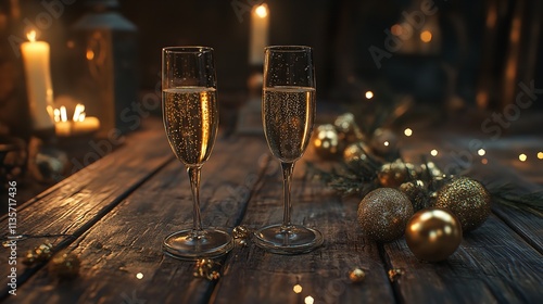 2025 New Year's Eve celebration with champagne glasses photo