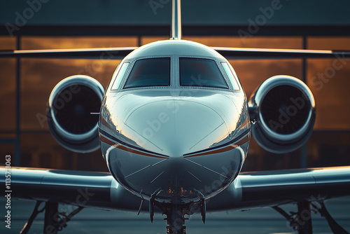 Selective focus privet jet at the airport, Luxury jet.