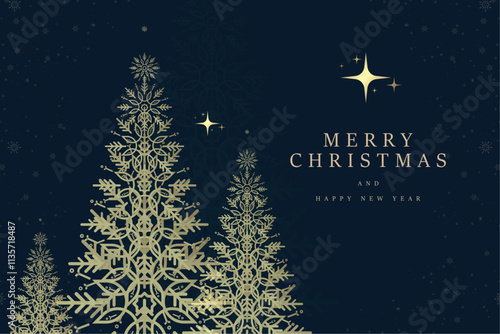 A Merry Christmas and Happy New Year is written in a clear, festive font at the top, conveying warm holiday wishes.Happy New Year banner with premium frame for Christmas.