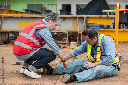Fotografie Construction builder worker accident at construction site