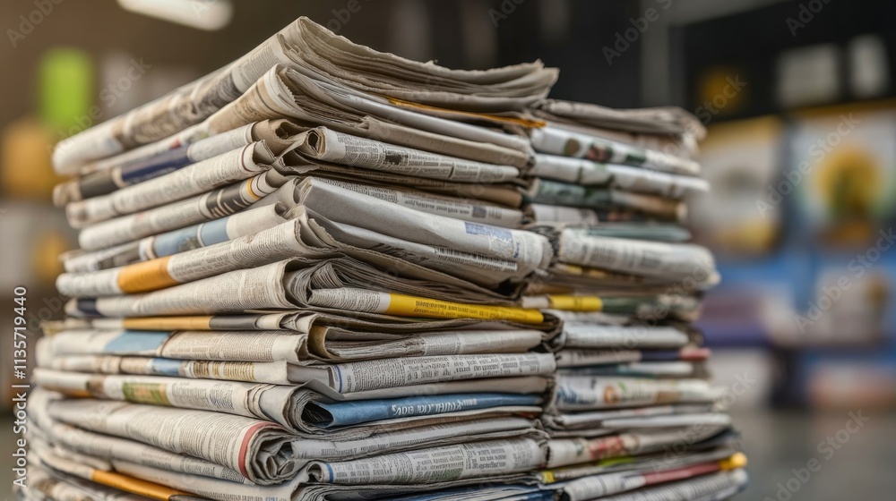 Newspapers folded and stacked Newspapers folded and stacked
