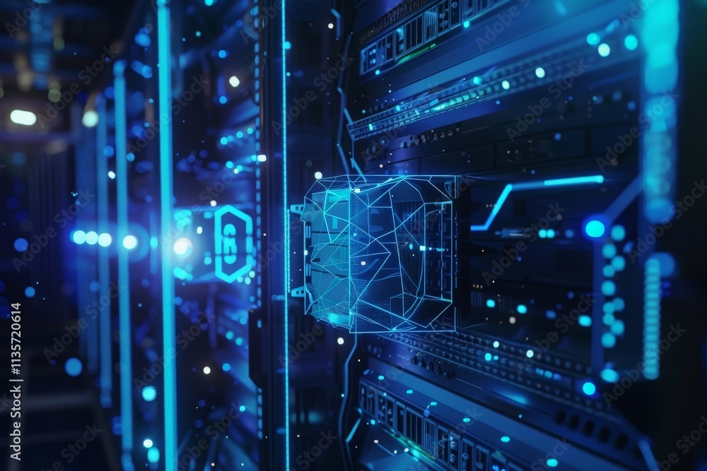 Data Center Server Racks with Digital Hologram Data Center Server Racks with Digital Hologram