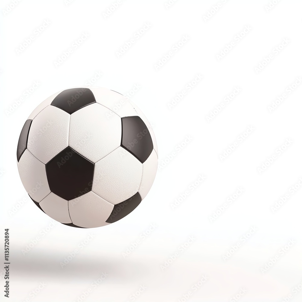 A soccer ball in midair, sports equipment, hyperrealistic illustration, dynamic motion and shadow detail, isolated on white background A soccer ball in midair, sports equipment, hyperrealistic illustration, dynamic motion and shadow detail, isolated on white background