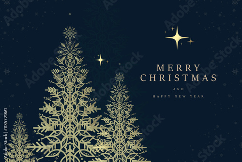 A Merry Christmas and Happy New Year is written in a clear, festive font at the top, conveying warm holiday wishes.Happy New Year banner with premium frame for Christmas.
