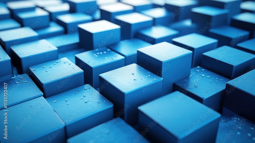 blue blocks 3d rende