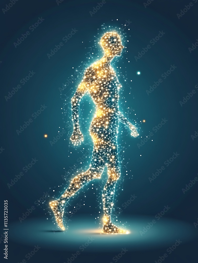 concept image leadership and personal growth, Glowing Constellation Shaping a Human Form concept image leadership and personal growth, Glowing Constellation Shaping a Human Form