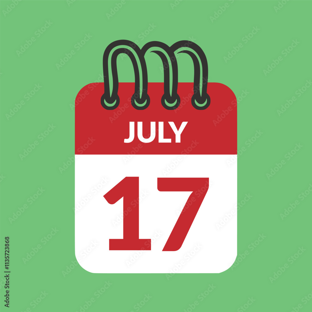 July 17 Calendar icon vector illustration. July 17 Calendar icon vector illustration.