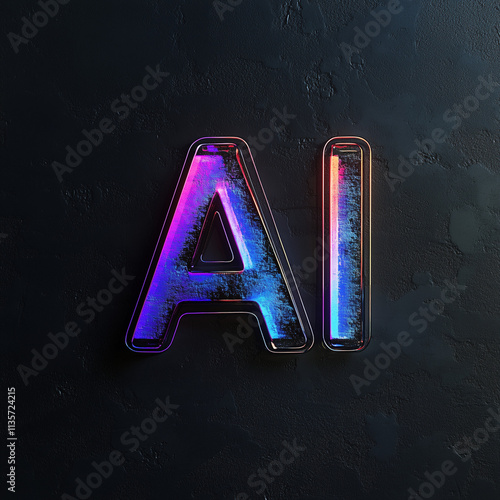 Artificial Intelligence symbol created in Neon Lettering. photo