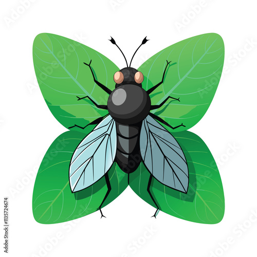 Close-up of a fly on a white background