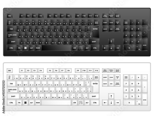 デスクトップ用JISキーボード白と黒