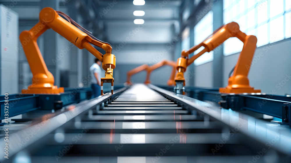 custom made wallpaper toronto digitalEngineer Monitoring Robotic Assembly Line in Modern Factory Showcasing Automation Integration in Manufacturing Processes