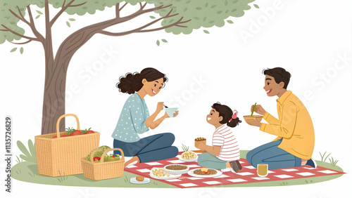 Wallpaper Mural Joyful Family Picnic Under Tree with Copy Space Background for Branding and Text Torontodigital.ca