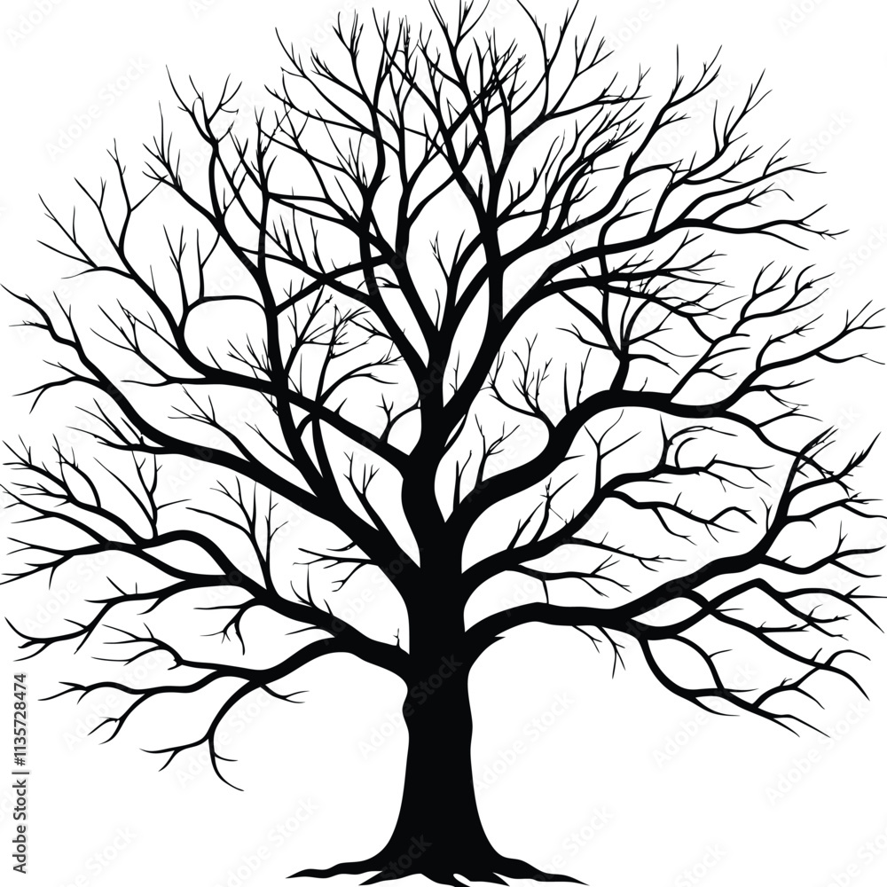 Obraz premium bare tree silhouette vector illustration