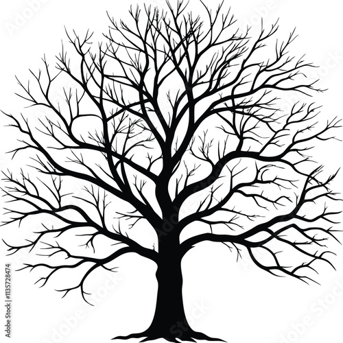 bare tree silhouette vector illustration