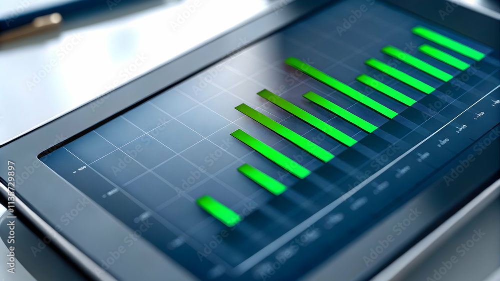 Close Up of Laptop Screen with Eco Friendly Financial Dashboard and Green Analytics Symbolizing Digital Sustainability Close Up of Laptop Screen with Eco Friendly Financial Dashboard and Green Analytics Symbolizing Digital Sustainability