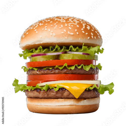 triple stacked huge cheese burger vector