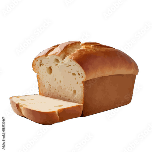 loaf of cut bread isolated